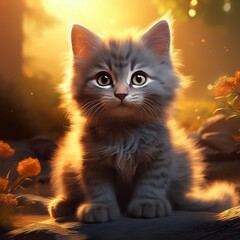 Obraz premium Graues Katzenbaby im Sonnenlicht