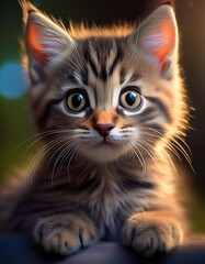 Obraz premium Süßes getigertes Katzenbaby in Nahaufnahme