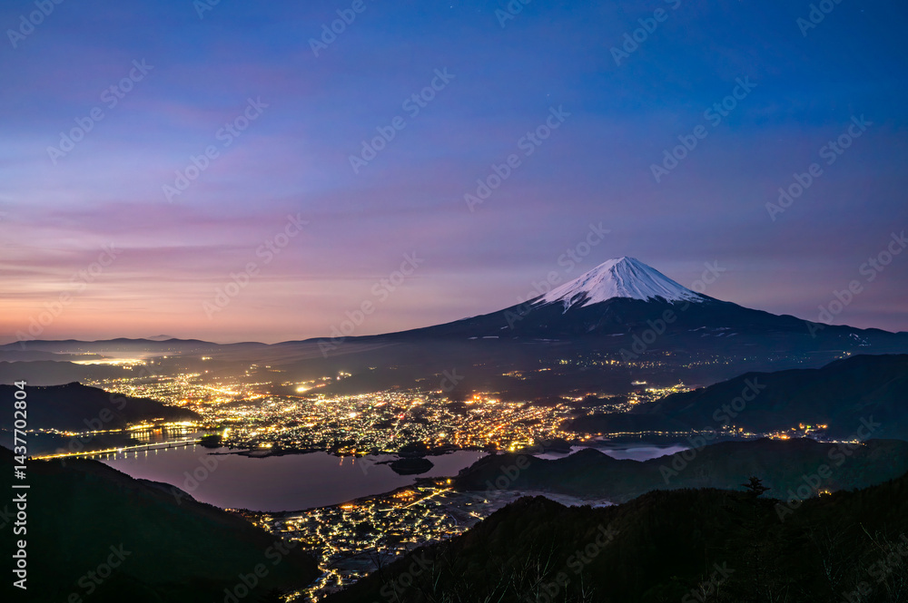 Poster 山梨県新道峠からの富士山と河口湖