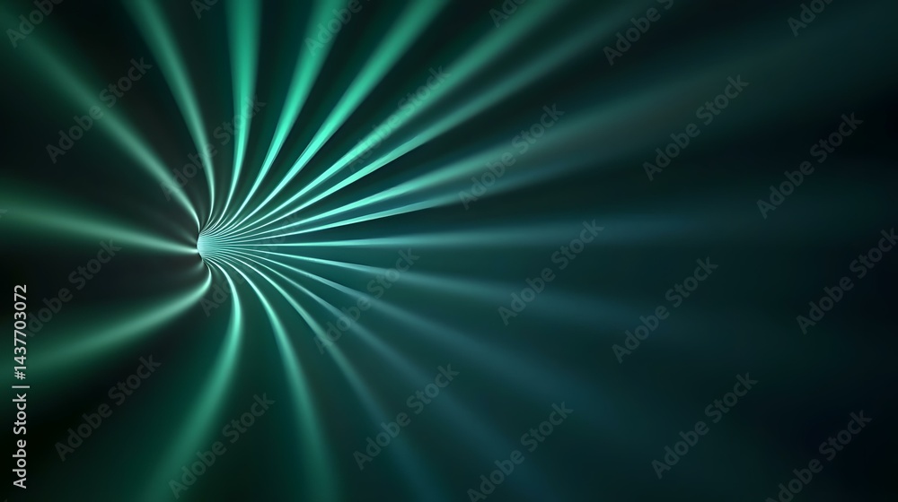 Poster the image shows an abstract representation of a tunnel or vortex, with radiating teal lines convergi