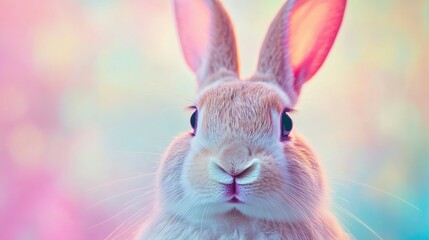 Obraz premium Rabbit nose in front of abstract pastel background