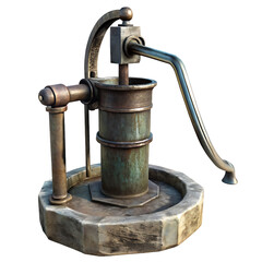 Antique water pump isolated on a white background png ai