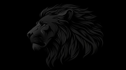 Fototapeta premium Majestic lion profile, dark background, wildlife art, logo design (1)