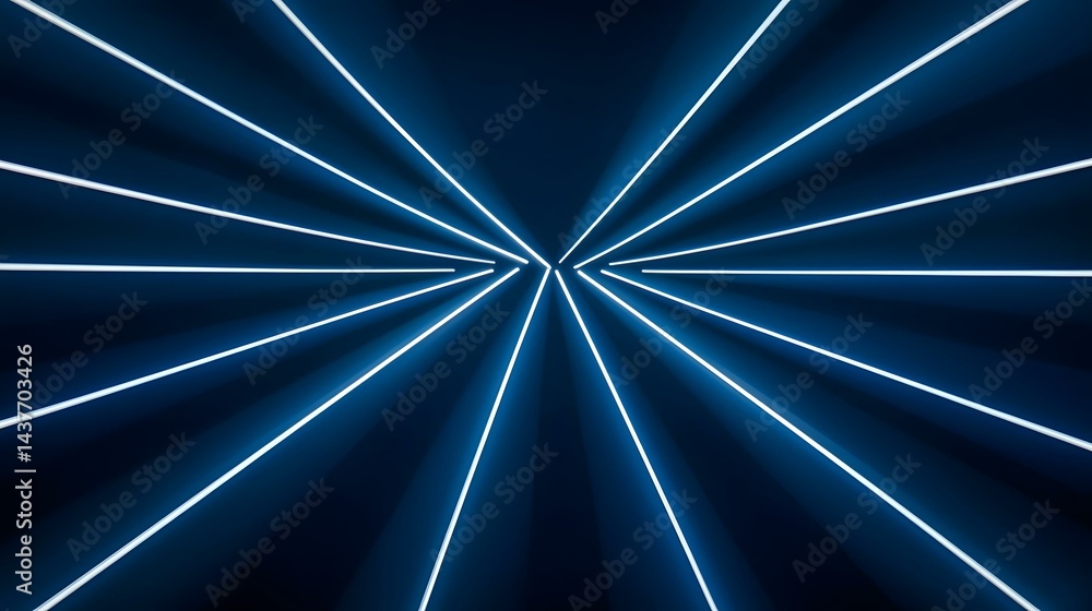 Poster the image contains multiple bright blue lines radiating outwards from a central point against a dark