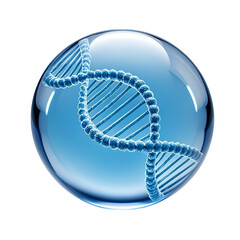 Blue sphere with DNA helix inside  genetic structure visualization molecular biology research icon futuristic science concept PNG file download