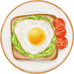 watercolor avocado egg toast