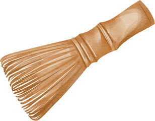 watercolor matcha bamboo whisk