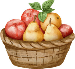 watercolor fruit basket
