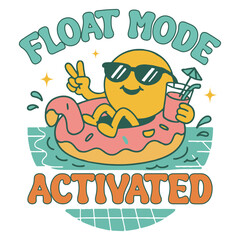 Float Mode Activated - Trendy Summerween T-shirt Design Vector, Bundle Of Tropical Nature Scene Tees,  Summer Vibes Illustration