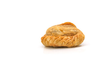 curry puff pastry isolated on white background. Snacks in Thailand. Bean Paste Pastries