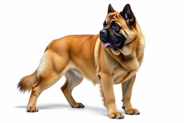 Obraz premium Majestic mastiff, powerful stance, white background, loyal, breed