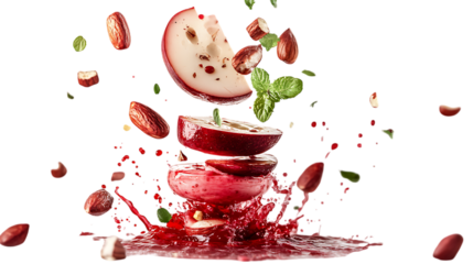 Betel Nut stack with half slice falling