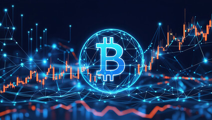 Bitcoin Gold Coin Abstract Design with Electronic Circuits - Blockchain Innovation, Crypto Trading, and Digital Currency Art