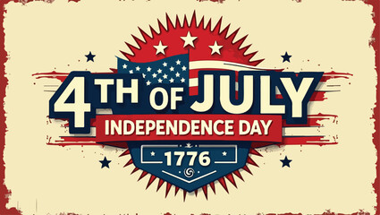 Naklejka premium Happy Independence Day greeting card with brush stroke background in United States national flag 