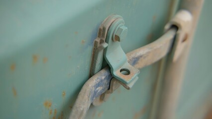 A Detailed and Intricate CloseUp of a Vintage Lock Mechanism Affixed on a Container. Stock Footage