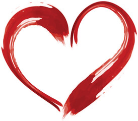 Red heart water color brush