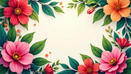 Bold blooms and leaves, vibrant tapestry design, nature, craft