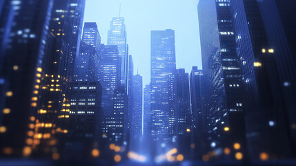 Obraz premium stunning city nightscape showcasing illuminated skyscrapers and vibrant urban atmosphere
