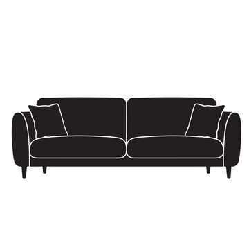 recommend clip art: black leather sofa isolated on white background silhouette vector 