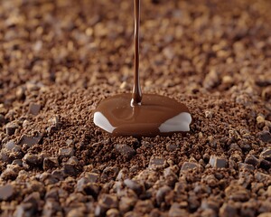 Melted chocolate pouring onto chocolate chips