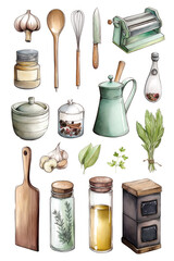 Variety of Kitchen Utensils and Ingredients Isolated – For Cookbooks, Restaurant Menus and Culinary Projects