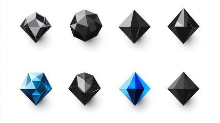 Diverse Gems Assorted shapes of crystals for design, illustration and advertising