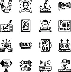Bundle of Filled Style Hardware Devices Icons 
