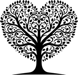 Heart-shaped Decorative Tree Vector Graphic