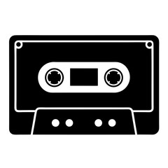 Fototapeta premium audio cassette tape silhouette on white background