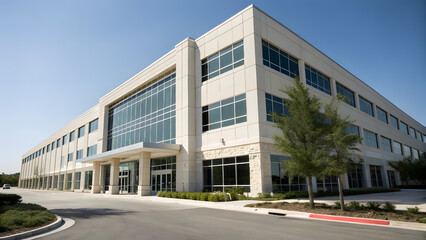 Telephoto Shot of Office Building with Linear Precision. Perfect for: Architecture exhibitions, telephoto photography showcases