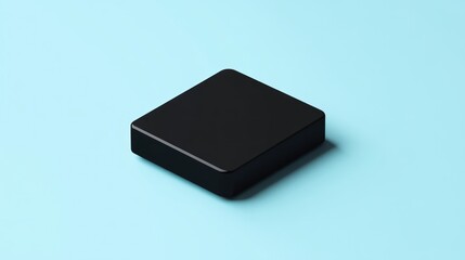 Black square product on blue background