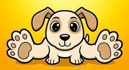 Obraz premium Adorable Cartoon Puppy Giving a Hug, Ready for a Cuddle