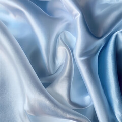Obraz premium Soft Blue Satin Fabric Textiles with Elegant Draping and Subtle Sheen for Fashion and Decor on transparent background