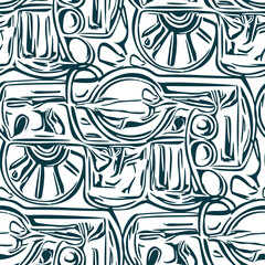 Seamless pattern with a simple abstract drawing. Vector illustration.