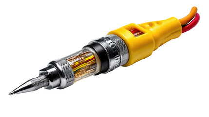 Innovative Pen with Electrical Wires: A close-up of a high-tech pen with internal electrical wires, showcasing the convergence of writing tools and modern technology.