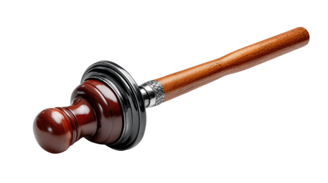 Elegant Wooden Gavel: This image presents a refined wooden gavel, often associated with justice and authority. It's a symbol of order, decision-making, and legal proceedings.