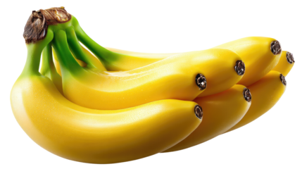 Yellow Banana Bunch: A vibrant bunch of ripe bananas displays their appealing yellow peels, with a fresh and inviting presentation. Ideal for showcasing food, cooking, or healthy living themes.