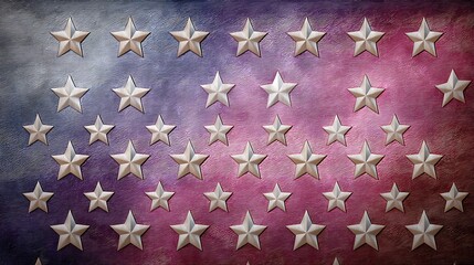 Textured American Flag with Silver Stars Against a Colorful Background Design