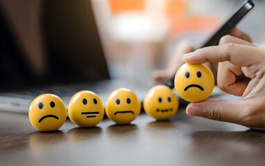 User give rating to service experience on online application for Customer review satisfaction feedback survey concept.