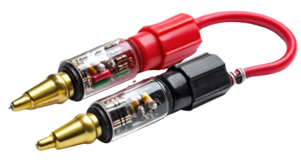 Multimeter Test Lead Probes: Close-up view of detailed multimeter test lead probes, essential equipment for electrical testing and measurements. showcasing precision in electrical testing