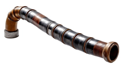 Flexible Pipe Connector: A flexible pipe connector composed of different materials: copper, steel, and brass. The flexible design allows for easy installation and adjustment.  