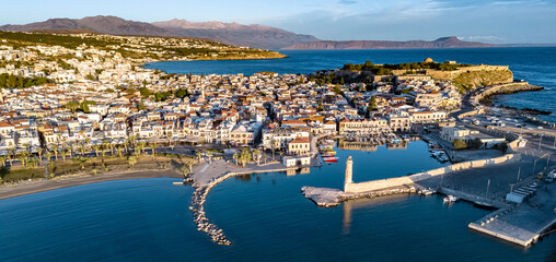 Fototapeta premium Aerial view of the city of Rethymno, Crete, Greece