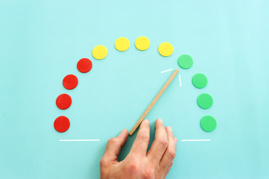 Concept image of risk level measure. Idea of success and management