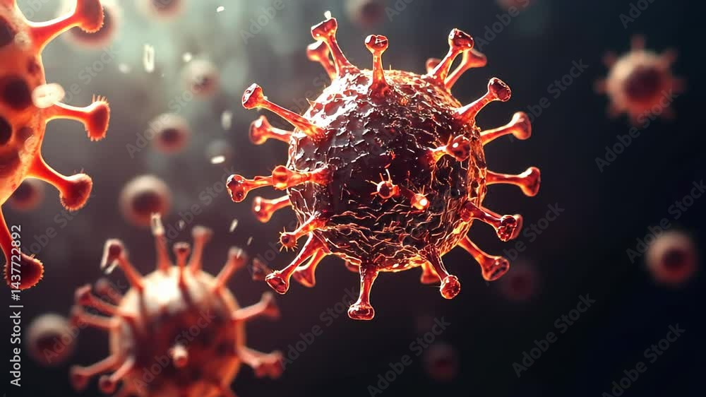 Poster exploration of microscopic life forms highlighting intricate details of viral structures and their d