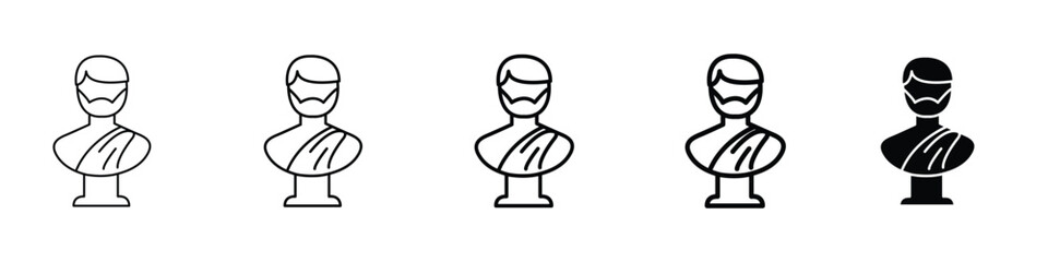 Set of 5 pixel perfect Ancient statue icon with 1 unexpanded, 1 silhouette, An icon depicting an ancient statue symbolizing history, archaeology, and culture