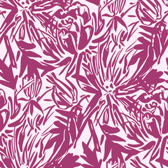 Black and white seamless pattern with flowers.  Vector illustration