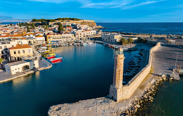 Obraz premium Aerial view of the city of Rethymno, Crete, Greece
