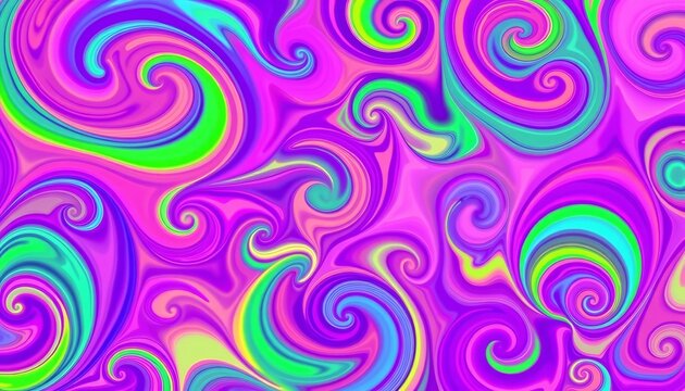 Abstract vibrant seamless pattern, colorful swirls and shapes for digital designs, kaleidoscope, web