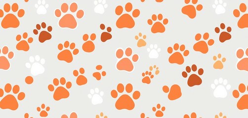 Adorable cartoon cat paws and dog footprints in a seamless repeat pattern ideal for pet-themed products, cartoon, seamless pattern