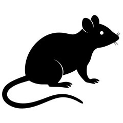 mouse with cheese silhouette vector illustration on white background.